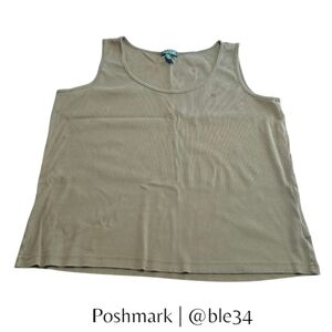 Lauren Ralph Lauren Olive Green Ribbed Tank Top